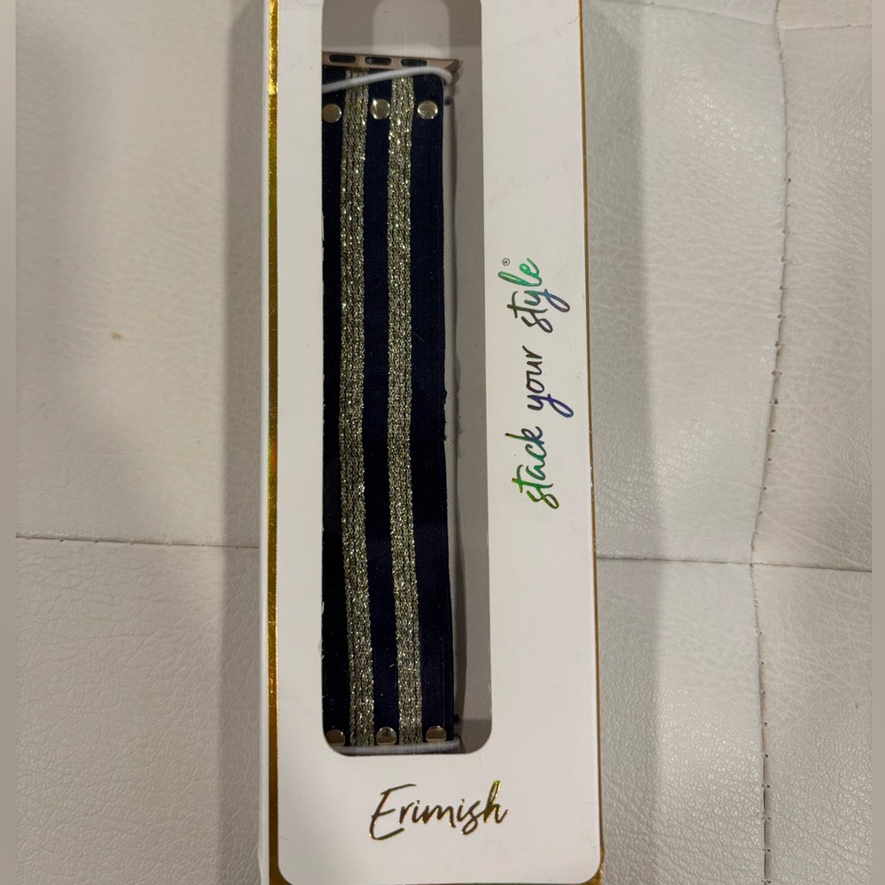 Apple Watch band navy and gold  strip elastic OS